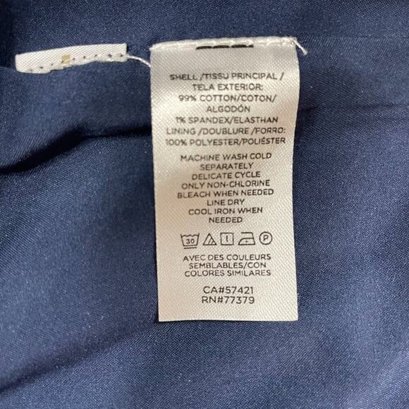 Ann Taylor Skirt Size 4 Blue Cotton Blend Pencil Piped Pattern Lined Textured - Picture 9 of 9